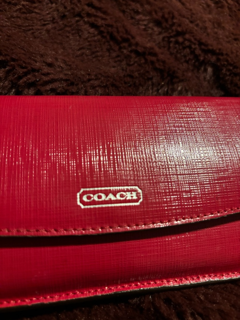 Coach Red Textured Leather Wallet